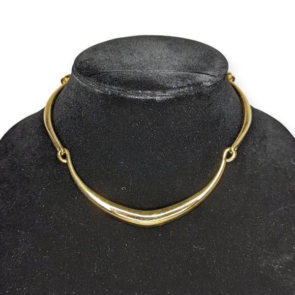 Gold Tone Choker Style Necklace - Picture 1 of 8